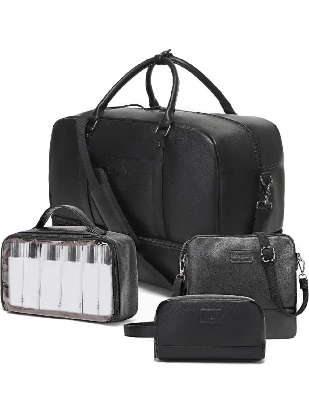 4-in-1 Waterproof Faux Leather Travel Bag - Stylish Overnight Tote for All